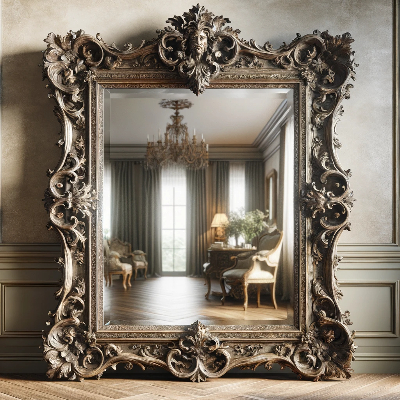 Grand Miroir style ancien en bois sculpté